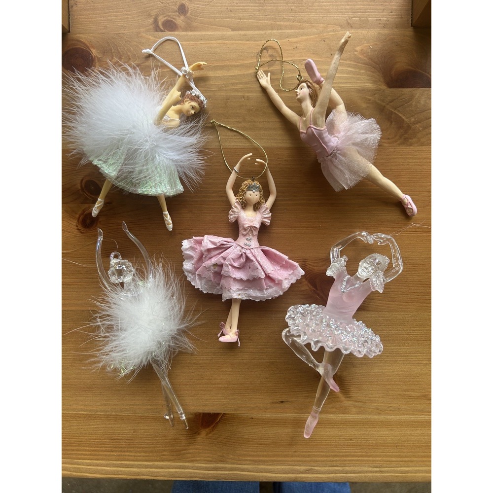 5 Adult Ballerina Ornaments W Tutus, Berni Parker 2009, Vintage & Collectable